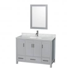 Wyndham Collection WCS141448SGYCMUNSM24 - Sheffield 48 Inch Single Bathroom Vanity in Gray, White Carrara Marble Countertop, Undermount Squa