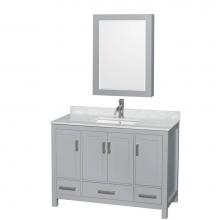 Wyndham Collection WCS141448SGYCMUNSMED - Sheffield 48 Inch Single Bathroom Vanity in Gray, White Carrara Marble Countertop, Undermount Squa