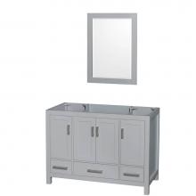 Wyndham Collection WCS141448SGYCXSXXM24 - Sheffield 48 Inch Single Bathroom Vanity in Gray, No Countertop, No Sink, and 24 Inch Mirror