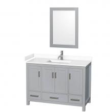 Wyndham Collection WCS141448SGYWCUNSM24 - Sheffield 48 Inch Single Bathroom Vanity in Gray, White Cultured Marble Countertop, Undermount Squ