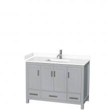 Wyndham Collection WCS141448SGYWCUNSMXX - Sheffield 48 Inch Single Bathroom Vanity in Gray, White Cultured Marble Countertop, Undermount Squ