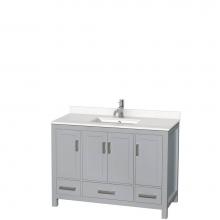 Wyndham Collection WCS141448SGYWQUNSMXX - Sheffield 48 Inch Single Bathroom Vanity in Gray, White Quartz Countertop, Undermount Square Sink,