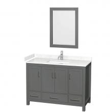 Wyndham Collection WCS141448SKGC2UNSM24 - Sheffield 48 Inch Single Bathroom Vanity in Dark Gray, Carrara Cultured Marble Countertop, Undermo