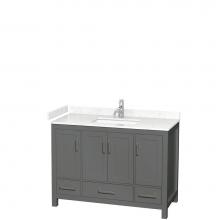 Wyndham Collection WCS141448SKGC2UNSMXX - Sheffield 48 Inch Single Bathroom Vanity in Dark Gray, Carrara Cultured Marble Countertop, Undermo