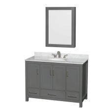 Wyndham Collection WCS141448SKGCMUNOMED - Sheffield 48 Inch Single Bathroom Vanity in Dark Gray, White Carrara Marble Countertop, Undermount