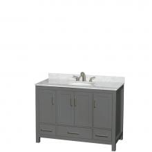 Wyndham Collection WCS141448SKGCMUNOMXX - Sheffield 48 Inch Single Bathroom Vanity in Dark Gray, White Carrara Marble Countertop, Undermount