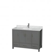 Wyndham Collection WCS141448SKGCMUNSMXX - Sheffield 48 Inch Single Bathroom Vanity in Dark Gray, White Carrara Marble Countertop, Undermount