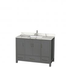 Wyndham Collection WCS141448SKGCQUNSMXX - Sheffield 48 Inch Single Bathroom Vanity in Dark Gray, Calacatta Quartz Countertop, Undermount Squ