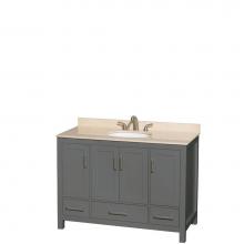 Wyndham Collection WCS141448SKGIVUNOMXX - 48 inch Single Bathroom Vanity in Dark Gray, Ivory Marble Countertop, Undermount Oval Sink, and No