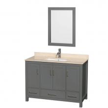 Wyndham Collection WCS141448SKGIVUNSM24 - 48 inch Single Bathroom Vanity in Dark Gray, Ivory Marble Countertop, Undermount Square Sink, and