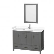 Wyndham Collection WCS141448SKGWCUNSM24 - Sheffield 48 Inch Single Bathroom Vanity in Dark Gray, White Cultured Marble Countertop, Undermoun