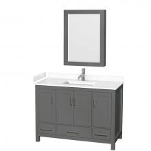 Wyndham Collection WCS141448SKGWCUNSMED - Sheffield 48 Inch Single Bathroom Vanity in Dark Gray, White Cultured Marble Countertop, Undermoun