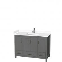 Wyndham Collection WCS141448SKGWCUNSMXX - Sheffield 48 Inch Single Bathroom Vanity in Dark Gray, White Cultured Marble Countertop, Undermoun