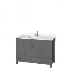 Wyndham Collection WCS141448SKGWQUNSMXX - Sheffield 48 Inch Single Bathroom Vanity in Dark Gray, White Quartz Countertop, Undermount Square