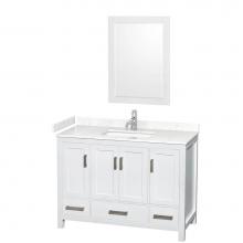 Wyndham Collection WCS141448SWHC2UNSM24 - Sheffield 48 Inch Single Bathroom Vanity in White, Carrara Cultured Marble Countertop, Undermount