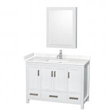 Wyndham Collection WCS141448SWHC2UNSMED - Sheffield 48 Inch Single Bathroom Vanity in White, Carrara Cultured Marble Countertop, Undermount