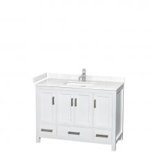 Wyndham Collection WCS141448SWHC2UNSMXX - Sheffield 48 Inch Single Bathroom Vanity in White, Carrara Cultured Marble Countertop, Undermount