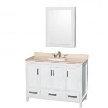 Wyndham Collection WCS141448SWHIVUNOMED - 48 inch Single Bathroom Vanity in White, Ivory Marble Countertop, Undermount Oval Sink, and Medici