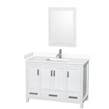 Wyndham Collection WCS141448SWHWCUNSM24 - Sheffield 48 Inch Single Bathroom Vanity in White, White Cultured Marble Countertop, Undermount Sq