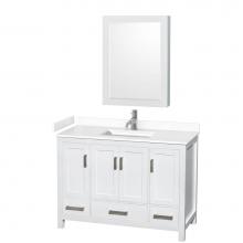 Wyndham Collection WCS141448SWHWCUNSMED - Sheffield 48 Inch Single Bathroom Vanity in White, White Cultured Marble Countertop, Undermount Sq