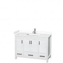 Wyndham Collection WCS141448SWHWCUNSMXX - Sheffield 48 Inch Single Bathroom Vanity in White, White Cultured Marble Countertop, Undermount Sq