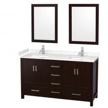 Wyndham Collection WCS141460DESC2UNSM24 - Sheffield 60 Inch Double Bathroom Vanity in Espresso, Carrara Cultured Marble Countertop, Undermou