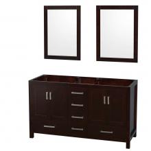 Wyndham Collection WCS141460DESCXSXXM24 - Sheffield 60 Inch Double Bathroom Vanity in Espresso, No Countertop, No Sinks, and 24 Inch Mirrors