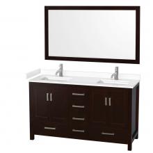 Wyndham Collection WCS141460DESWCUNSM58 - Sheffield 60 Inch Double Bathroom Vanity in Espresso, White Cultured Marble Countertop, Undermount