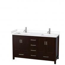 Wyndham Collection WCS141460DESWCUNSMXX - Sheffield 60 Inch Double Bathroom Vanity in Espresso, White Cultured Marble Countertop, Undermount