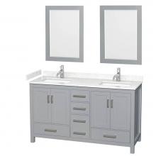 Wyndham Collection WCS141460DGYC2UNSM24 - Sheffield 60 Inch Double Bathroom Vanity in Gray, Carrara Cultured Marble Countertop, Undermount S