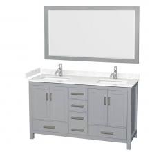 Wyndham Collection WCS141460DGYC2UNSM58 - Sheffield 60 Inch Double Bathroom Vanity in Gray, Carrara Cultured Marble Countertop, Undermount S