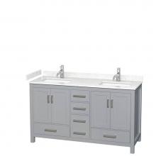 Wyndham Collection WCS141460DGYC2UNSMXX - Sheffield 60 Inch Double Bathroom Vanity in Gray, Carrara Cultured Marble Countertop, Undermount S