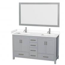 Wyndham Collection WCS141460DGYWCUNSM58 - Sheffield 60 Inch Double Bathroom Vanity in Gray, White Cultured Marble Countertop, Undermount Squ