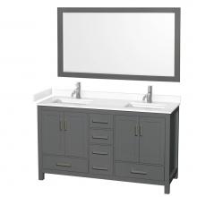 Wyndham Collection WCS141460DKGWCUNSM58 - Sheffield 60 Inch Double Bathroom Vanity in Dark Gray, White Cultured Marble Countertop, Undermoun