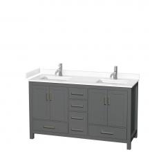 Wyndham Collection WCS141460DKGWCUNSMXX - Sheffield 60 Inch Double Bathroom Vanity in Dark Gray, White Cultured Marble Countertop, Undermoun