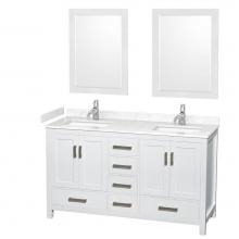 Wyndham Collection WCS141460DWHC2UNSM24 - Sheffield 60 Inch Double Bathroom Vanity in White, Carrara Cultured Marble Countertop, Undermount