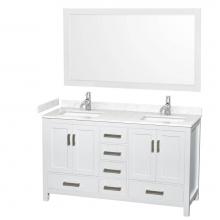 Wyndham Collection WCS141460DWHC2UNSM58 - Sheffield 60 Inch Double Bathroom Vanity in White, Carrara Cultured Marble Countertop, Undermount