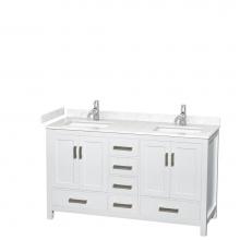 Wyndham Collection WCS141460DWHC2UNSMXX - Sheffield 60 Inch Double Bathroom Vanity in White, Carrara Cultured Marble Countertop, Undermount