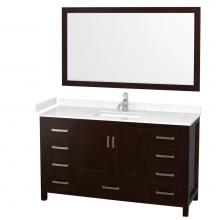 Wyndham Collection WCS141460SESC2UNSM58 - Sheffield 60 Inch Single Bathroom Vanity in Espresso, Carrara Cultured Marble Countertop, Undermou