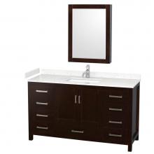 Wyndham Collection WCS141460SESC2UNSMED - Sheffield 60 Inch Single Bathroom Vanity in Espresso, Carrara Cultured Marble Countertop, Undermou