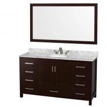 Wyndham Collection WCS141460SESCMUNOM58 - Sheffield 60 Inch Single Bathroom Vanity in Espresso, White Carrara Marble Countertop, Undermount