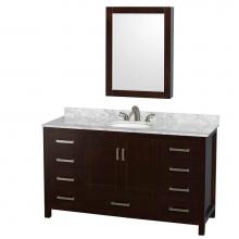 Wyndham Collection WCS141460SESCMUNOMED - Sheffield 60 Inch Single Bathroom Vanity in Espresso, White Carrara Marble Countertop, Undermount