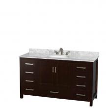 Wyndham Collection WCS141460SESCMUNOMXX - Sheffield 60 Inch Single Bathroom Vanity in Espresso, White Carrara Marble Countertop, Undermount