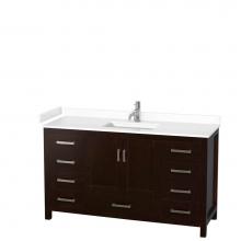 Wyndham Collection WCS141460SESWCUNSMXX - Sheffield 60 Inch Single Bathroom Vanity in Espresso, White Cultured Marble Countertop, Undermount