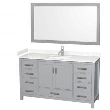 Wyndham Collection WCS141460SGYC2UNSM58 - Sheffield 60 Inch Single Bathroom Vanity in Gray, Carrara Cultured Marble Countertop, Undermount S