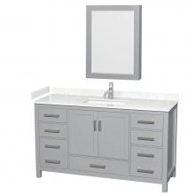 Wyndham Collection WCS141460SGYC2UNSMED - Sheffield 60 Inch Single Bathroom Vanity in Gray, Carrara Cultured Marble Countertop, Undermount S