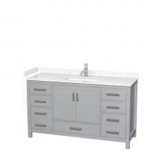 Wyndham Collection WCS141460SGYC2UNSMXX - Sheffield 60 Inch Single Bathroom Vanity in Gray, Carrara Cultured Marble Countertop, Undermount S