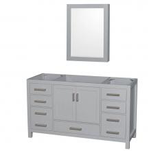 Wyndham Collection WCS141460SGYCXSXXMED - Sheffield 60 Inch Single Bathroom Vanity in Gray, No Countertop, No Sink, and Medicine Cabinet