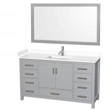 Wyndham Collection WCS141460SGYWCUNSM58 - Sheffield 60 Inch Single Bathroom Vanity in Gray, White Cultured Marble Countertop, Undermount Squ