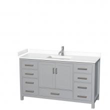 Wyndham Collection WCS141460SGYWCUNSMXX - Sheffield 60 Inch Single Bathroom Vanity in Gray, White Cultured Marble Countertop, Undermount Squ